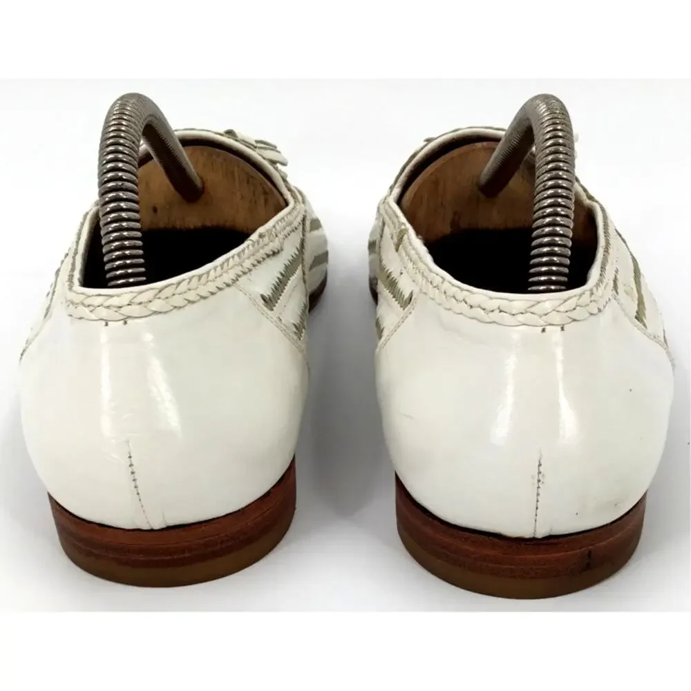 Vintage 1990s Bally Madrid Italy Woven Leather Tassel Loafers Men's 9.5M